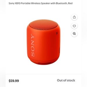 Sony XB10 Portable Wireless Bluetooth Speaker Red 16 Water Resistant